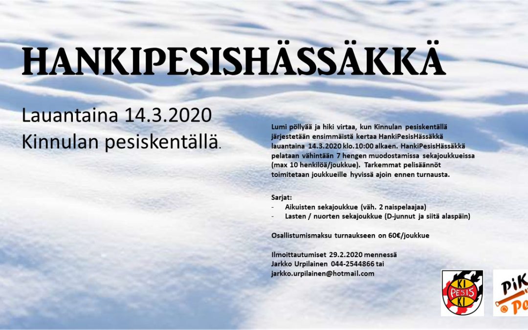 Kinnulan Kimmot järjestävät elämystapahtuman: HankiPesisHässäkkä